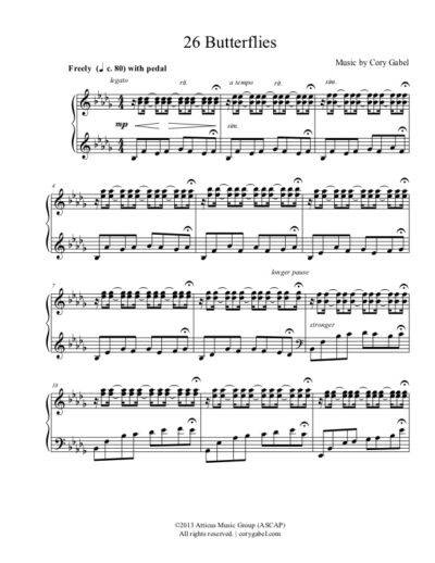 26 Butterflies (Sheet Music)
