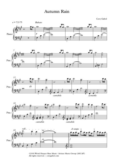 Autumn Rain (Sheet Music)